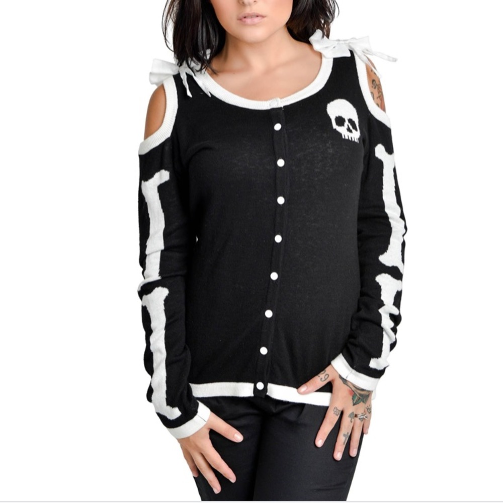 Annabel cardigan - Bone Heart - Too fast | Dolls kill